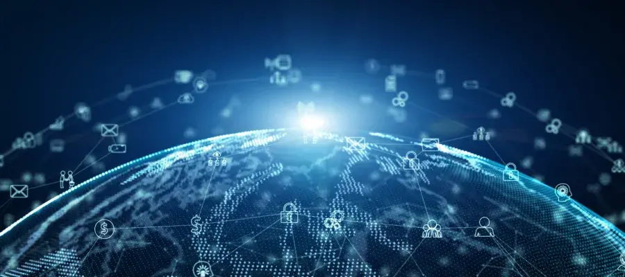 Abstract blue data globe
