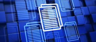 Blue and white image of documents