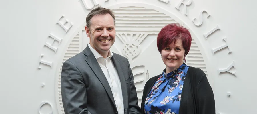 Jule Duffus, first participant enrolled in dementia study, with Professor Craig Ritchie