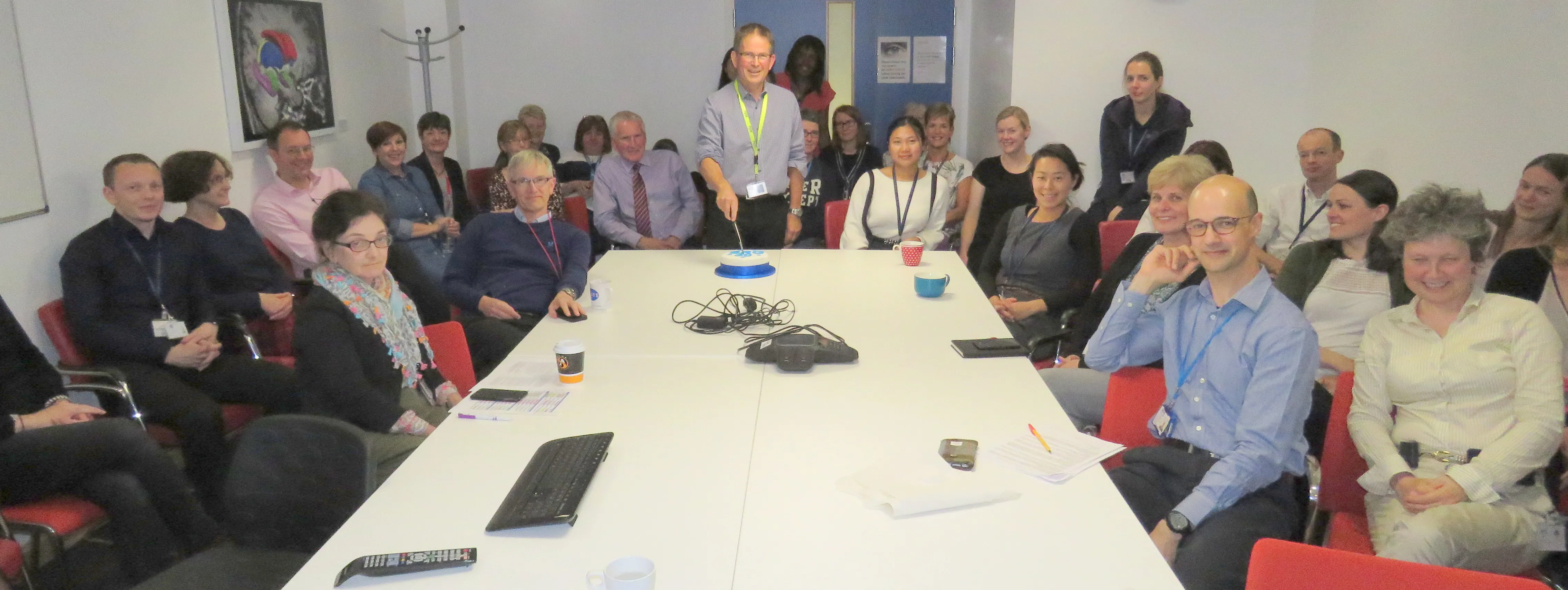 Cutting the cake at the celebration for 30 years of the Stroke Research Group