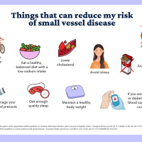 white background with purple border, images of things you can do to reduce the risk of developing cSVD