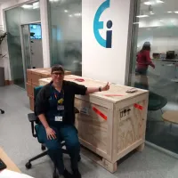 Charlene Hamid, retinal imager, with the delivery