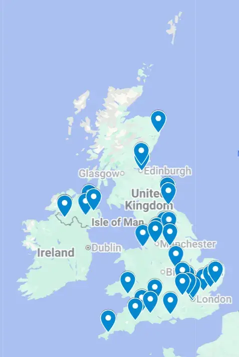 A map of the hospitals involved in the first wave of set up