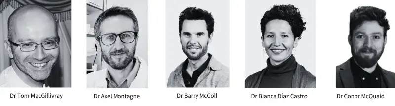 Dr Tom MacGillivray; Dr Axel Montagne; Dr Barry McColl; Dr Blanca Díaz Castro; Dr Conor McQuaid