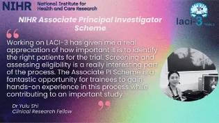 Quote from Yulu Shi for NIHR Associate PI scheme