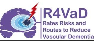 Purple, blue and red R4VaD logo: Rates, Risks and Routes to Reduce Vascular Dementia