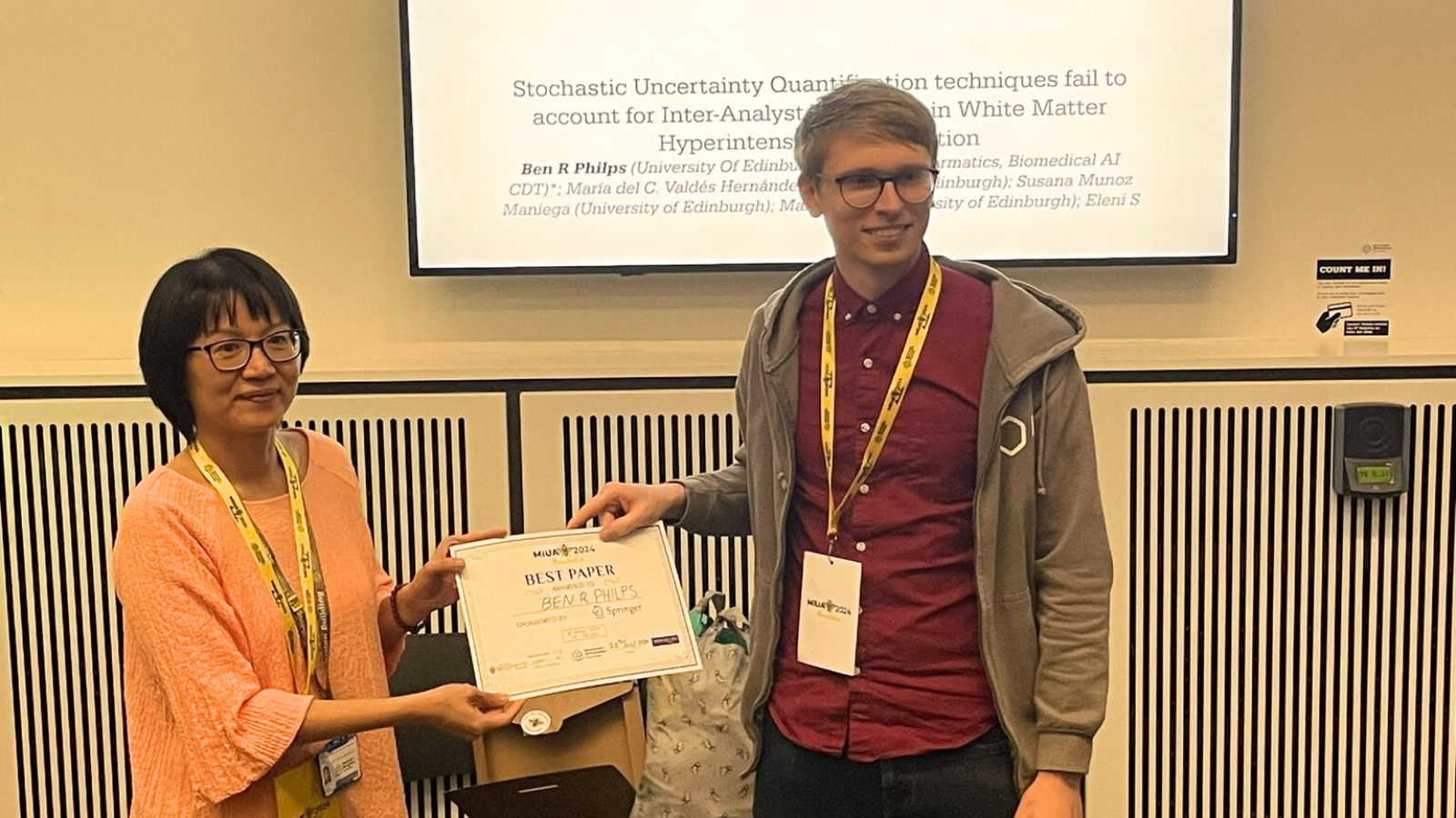 University of Edinburgh PhD Student Wins MIUA 2024 Best Paper Award for Research in Medical Imaging